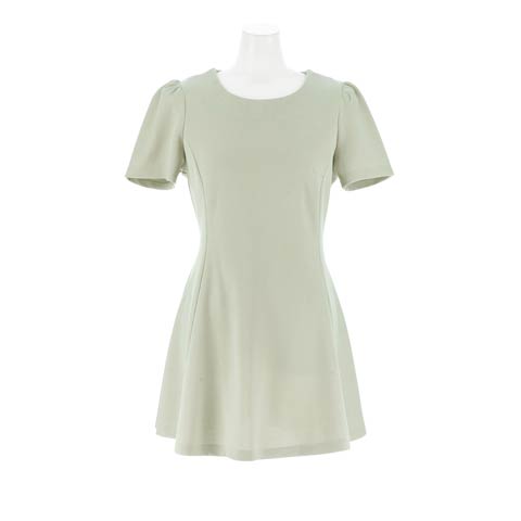 10/27新作!上品美フレアシルエットワンカラー半袖ワンピース[SML/3サイズ展開][カジュアル/dazzy closet](グレーグリーン-Sサイズ)