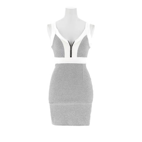 9/3新作!ノースリーブファスナータイトニットワンピース[カジュアル/dazzy closet](グレー-フリーサイズ)