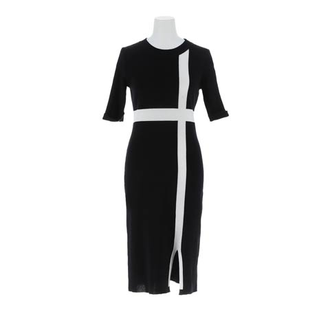 バイカラークロスラインスリットニットワンピース[カジュアル/dazzy closet](ブラック-フリーサイズ)