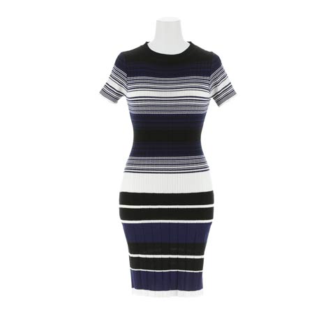 7/30新作!マルチボーダー半袖ニットワンピース[カジュアル/dazzy closet](ネイビー-フリーサイズ)