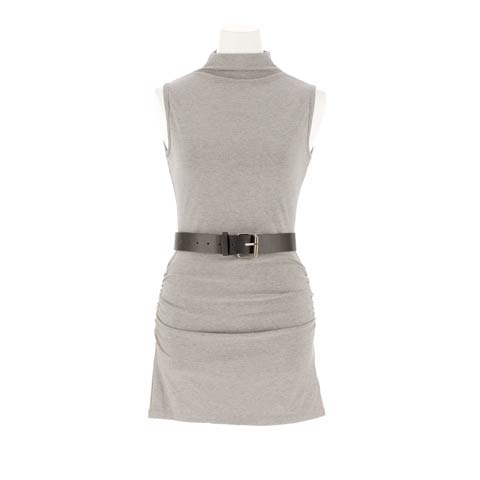 8/8新作!サイドギャザータートルネックベルト付きワンピース[カジュアル/dazzy closet](グレー-フリーサイズ)