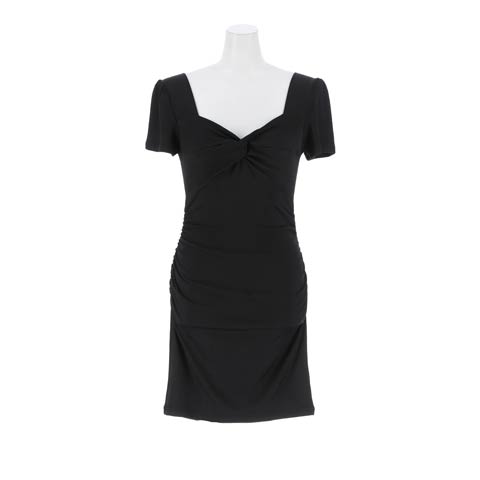 11/17新作!胸盛れツイストワンカラーギャザータイトミニ丈ワンピース[カジュアル/dazzy closet](ブラック-フリーサイズ)