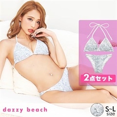 ステッチ付パイソン柄三角ビキニ/水着【dazzy beach/2020ビキニ