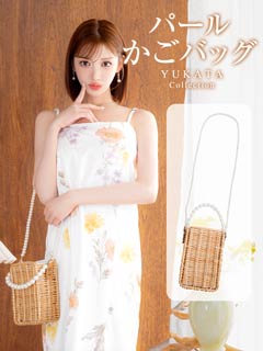 5/28新作![単品]パールストラップ付きスクエアかごバッグ【2025年新作/YUKATA by dazzy】