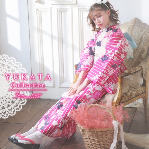 [3点SET]エレガント牡丹柄浴衣【2020年新作/YUKATA by dazzy】