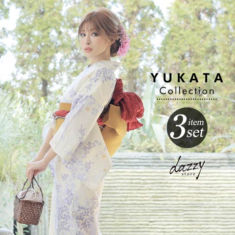[3点SET] 夏草と蛍浴衣 【2020年新作/YUKATA by dazzy】