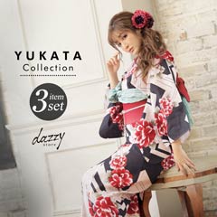 [3点SET] レトロモダン菊浴衣 【YUKATA by dazzy】