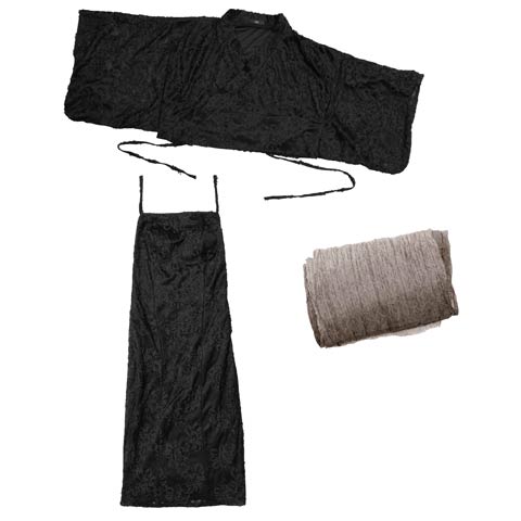 [ワンピース浴衣]花柄総レース浴衣[4点SET]【YUKATA by dazzy 2025】(ブラック-Sサイズ)