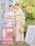 [ワンピース浴衣]水彩パステル花柄レース浴衣[4点SET]【YUKATA by dazzy 2026】