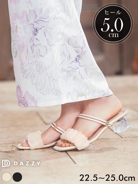 [単品]ギャザーダブルラインキャバヒールサンダル【YUKATA by dazzy 2025】
