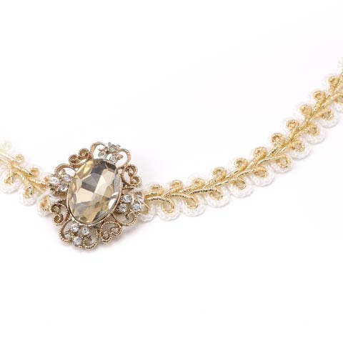 [単品]パールシルバーストーンビジュー付き飾り紐【YUKATA by dazzy 2025】(ホワイト×ビジュー-150cm)