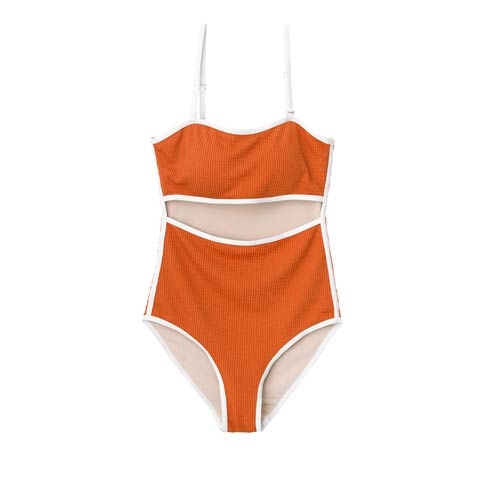 パイピングカットバンドゥワンピース/水着【dazzy beach/2025ビキニ】(テラコッタ-Sサイズ)