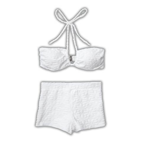 [2点SET]フラワーホールバンドゥビキニ/水着【dazzy beach/2025ビキニ】(ホワイト-Sサイズ)