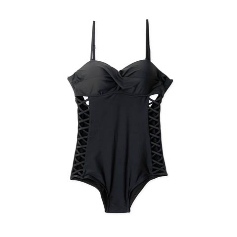 サイドレースアップカシュクールワンピース/水着【dazzy beach/2025ビキニ】(ブラック-Sサイズ)