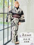 [2点SET]縦縞モノクロ百合柄浴衣【YUKATA by dazzy 2025】
