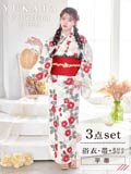 超大柄♡椿の浴衣♡浴衣の発送は24時間以内に発送します！ 予約 / 7月中旬発送予定 】白椿と梅の花柄浴衣 【浴衣3点セット
