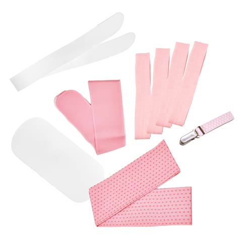 [6点SET]二尺袖・袴着付けセット(ホワイトXピンク-フリーサイズ)