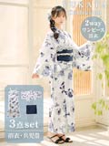 [ワンピース浴衣] 青紺ガーベラ×シルエット花柄[4点SET]【YUKATA by dazzy 2025】