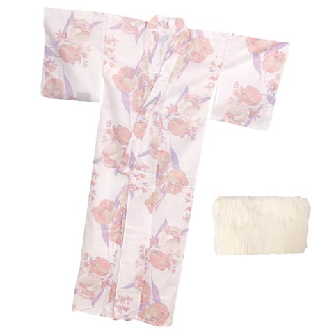 dazzy store　浴衣　淡桃水彩チューリップ柄　デイジー ダスティー白薔薇牡丹柄浴衣[品番：DY000032345]｜Dazzy