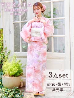 4/14新作!フェミニン水彩牡丹柄浴衣【2025年新作/YUKATA by dazzy】≪ポイント17倍≫