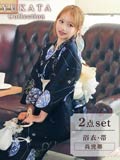[2点SET]濃紺×花手鞠柄浴衣【YUKATA by dazzy 2025】
