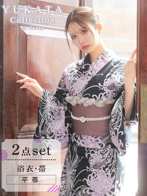[2点SET]淡紫乱菊柄浴衣【YUKATA by dazzy 2025】