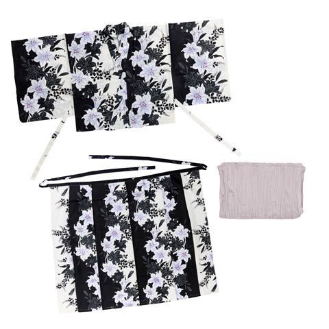 [セパレート浴衣] ディープホワイト百合柄浴衣【YUKATA by dazzy 2025】(ホワイト×パープル-フリー)