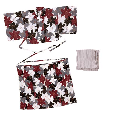 [セパレート浴衣] ビビットモダン百合柄浴衣[4点SET]【YUKATA by dazzy 2025】(レッド×ホワイト-フリー)