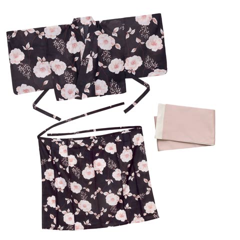 [セパレート浴衣] 濃紺クリスマスローズ柄浴衣[4点SET]【YUKATA by dazzy 2025】(ネイビー×ライトピンク-フリー)