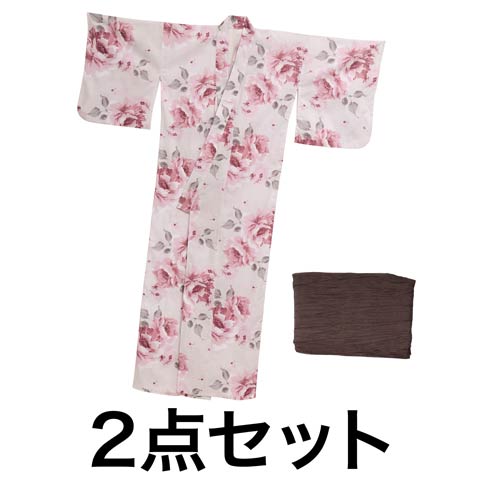 6/18新作!水彩ピンクローズ柄浴衣【2026年新作/YUKATA by dazzy】(ピンク-フリーサイズ)
