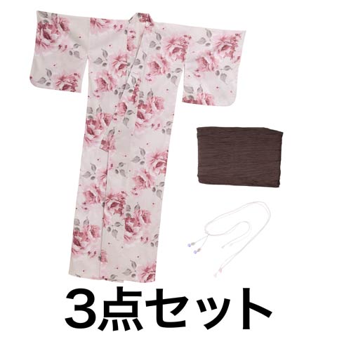 6/18新作!水彩ピンクローズ柄浴衣【2026年新作/YUKATA by dazzy】(通常帯コーデ-フリーサイズ)