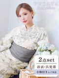 [2点SET]白地×バラ更紗文様浴衣【2026年新作/YUKATA by dazzy】