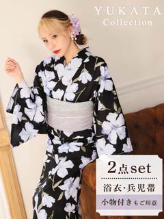 5/21新作!ブラックアネモネ柄浴衣【2026年新作/YUKATA by dazzy】