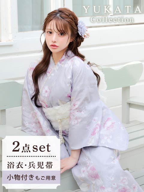 5/21新作!淡紫色水彩ローズ柄浴衣【2026年新作/YUKATA by dazzy】