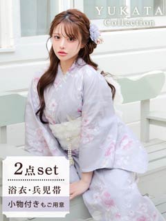5/21新作!淡紫色水彩ローズ柄浴衣【2026年新作/YUKATA by dazzy】