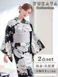 [2点SET]モノクロ大判牡丹柄浴衣【2026年新作/YUKATA by dazzy】