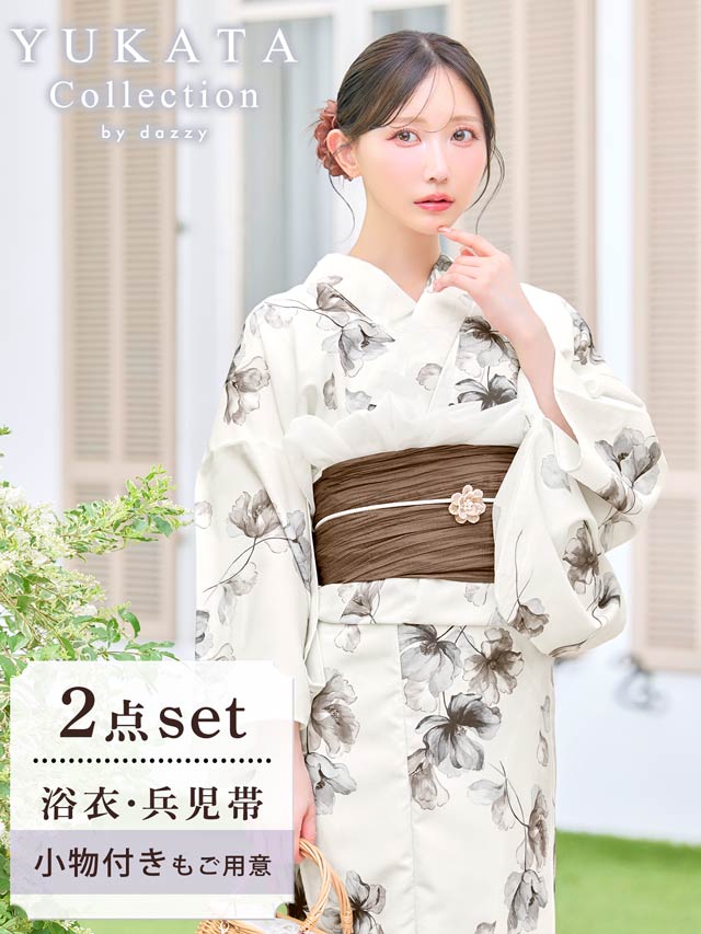 6/18新作!白地×水彩ヒナゲシ柄浴衣【2026年新作/YUKATA by dazzy】