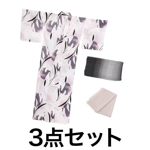 6/18新作!白地×大輪花柄浴衣【2026年新作/YUKATA by dazzy】(通常帯コーデ-フリーサイズ)