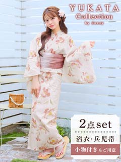 6/18新作!桃色×月見草柄浴衣【2026年新作/YUKATA by dazzy】