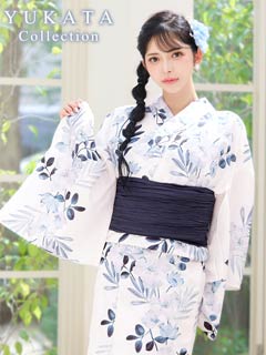 4/23新作![2点SET]白地×ボタニカル柄浴衣【2026年新作/YUKATA by dazzy】