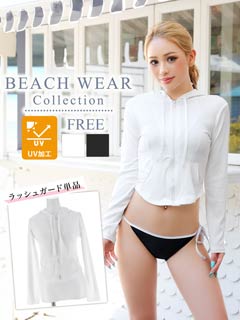 6/11新作![単品]クロップドジップアップUVカットラッシュガード/水着【dazzy beach/2026ビキニ】