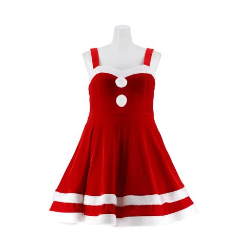 12/5新作!【大きいサイズ・3Lあり】ノースリーブフレアサンタ【2025サンタ/コスプレ】(レッド-Lサイズ)