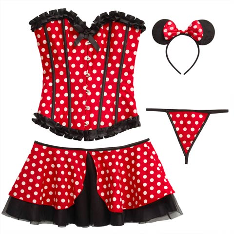 [4点SET]ドットセクシーマウスコスチューム[伊藤桃々着用]【2025ハロウィン/コスプレ】(レッド-Sサイズ)