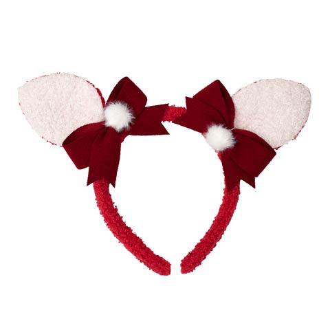 11/5新作!ファーリボンバンビ耳カチューシャ【2025サンタ/コスプレ】(レッド-フリーサイズ)