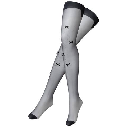 11/13新作!輝くラインストーンにリボンがCUTEなストッキング【2025サンタ/コスプレ】(ブラック-フリーサイズ)