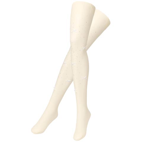 11/13新作!輝くラインストーンにリボンがCUTEなストッキング【2025サンタ/コスプレ】(ホワイト-フリーサイズ)