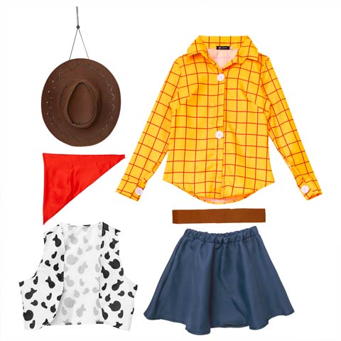 [6点SET]ウエスタンカウガールコスチューム[伊藤桃々着用]【2025ハロウィン/コスプレ】(イエロー-Sサイズ)