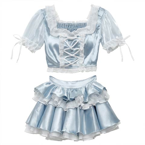 [2点SET]プリンセスアイドルセットアップコスチューム【2025ハロウィン/コスプレ】(ライトブルー-Sサイズ)
