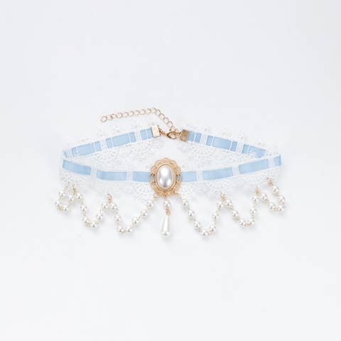 プリンセスアイドルレースリボンチョーカー【2025ハロウィン/小物】(ライトブルー-フリーサイズ)