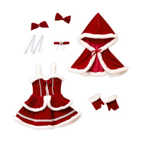 11/5新作!【伊藤桃々着用】[7点SET]ホワイトファーティアードサンタコス【2025サンタ/コスプレ】(レッド-Sサイズ)